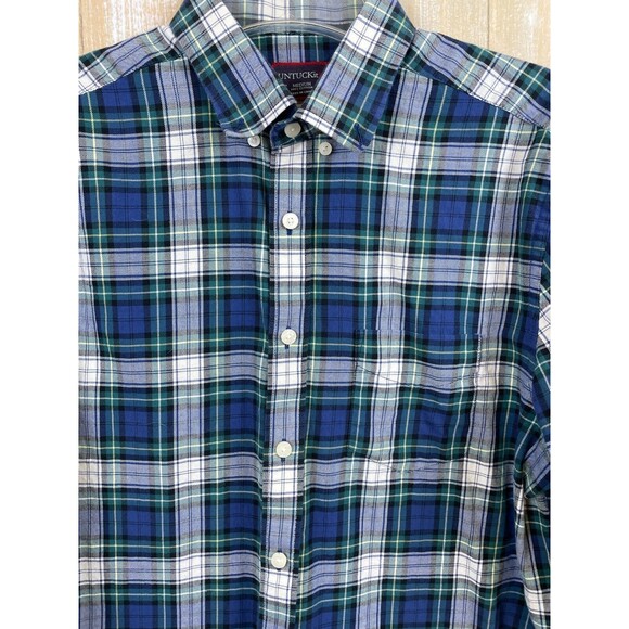 UNTUCKit  Shirt Men's Size M Lightweight Flannel Blue & Green Plaid - Picture 2 of 7